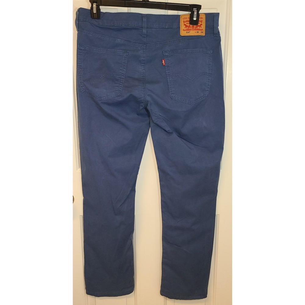 Levis‎ 514 Pants Mens 36x32 Blue Chino Slim Taper Fit Leg Red Tab Stretch Casual